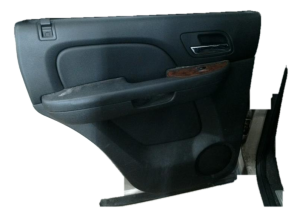 2007-2014 GMC Yukon Black Door Interior Trim Panel with Power Windows and Locks - Rear, Left (Driver) (Used OEM)