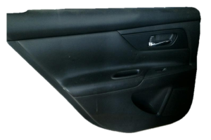 2013-2018 Nissan Altima Black Door Interior Trim Panel with Power Windows and Locks - Rear, Left (Driver) (Used OEM)
