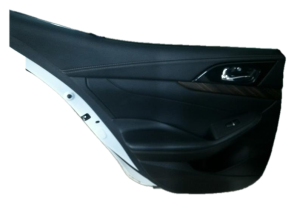 2016-2018 Nissan Maxima Black Door Interior Trim Panel with Wood Grain - Rear, Left (Driver) (Used OEM)