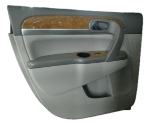2007-2012 GMC Acadia Gray Door Interior Trim Panel with Power Windows and Locks - Rear, Left (Driver) (Used OEM)