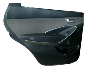 2013-2018 Hyundai Santa Fe Black Door Interior Trim Panel with Power Windows and Locks - Rear, Left (Driver) (Used OEM)