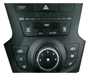 2013-2016 Hyundai Santa Fe Sport Chrome Manual Temperature Control Module with Heated Seats and Wiper De-Icer (Used OEM)