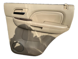 2007-2014 GMC Yukon XL Tan Door Interior Trim Panel - Rear, Right (Passenger) (Used OEM)