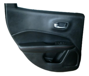 2017-2021 Jeep Compass Black Door Interior Trim Panel with Power Windows and Locks - Rear, Left (Driver) (Used OEM)