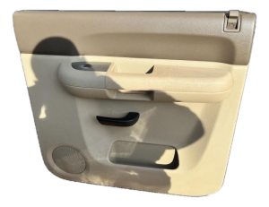 2007-2014 GMC Sierra 2500 HD Tan Door Interior Trim Panel - Rear, Right (Passenger) (Used OEM)