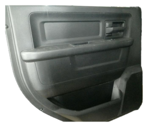 2013-2018 Ram 1500 Black Door Interior Trim Panel with Power Windows and Power Locks - Rear, Left (Driver) (Used OEM)