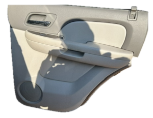 2007-2014 GMC Sierra 2500 HD Gray Door Interior Trim Panel with Power Windows and Locks - Rear, Right (Passenger) (Used OEM)