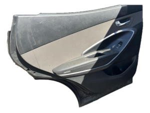 2019 Hyundai Santa Fe XL Black Door Interior Trim Panel with Sunshade - Rear, Left (Driver) (Used OEM)