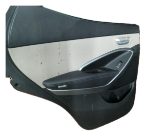2019 Hyundai Santa Fe XL Brown Door Interior Trim Panel with Sunshade - Rear, Left (Driver) (Used OEM)