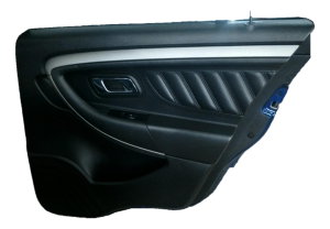 2013-2019 Ford Police Interceptor Sedan Black Door Interior Trim Panel with Power Windows and Locks - Rear, Right (Passenger) (Used OEM)