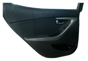 2011-2016 Hyundai Elantra Black Door Interior Trim Panel with Power Windows and Locks - Rear, Left (Driver) (Used OEM)
