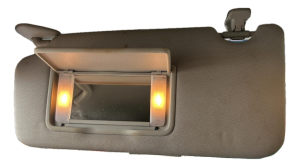 2010-2014 Subaru Legacy Black Sun Visor with Dual Bulb Vanity Light - Left (Driver) (Used OEM)