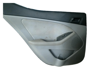 2014-2015 Kia Optima Gray Door Interior Trim Panel with Power Windows and Locks - Rear, Left (Driver) (Used OEM)