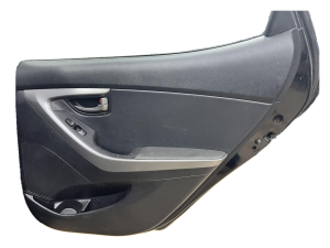 2011-2016 Hyundai Elantra Black Door Interior Trim Panel with Power Windows and Locks - Rear, Right (Passenger) (Used OEM)