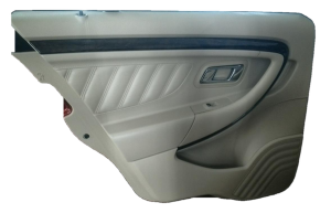 2013-2019 Ford Police Interceptor Sedan Tan Door Interior Trim Panel with Power Windows and Locks - Rear, Left (Driver) (Used OEM)