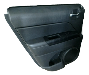 2007-2017 Jeep Compass Black Door Interior Trim Panel with Power Windows and Locks - Rear, Left (Driver) (Used OEM)