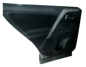 2016-2018 Toyota RAV4 Black Door Interior Trim Panel with Power Windows and Locks - Rear, Left (Driver) (Used OEM)