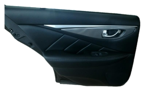 2014-2024 INFINITI Q50 Black Door Interior Trim Panel with Power Windows and Locks - Rear, Left (Driver) (Used OEM)