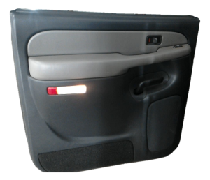 2000-2006 GMC Yukon Gray Door Interior Trim Panel with Power Windows and Locks - Rear, Left (Driver) (Used OEM)