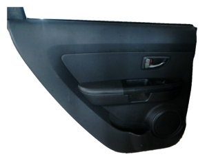 2010-2013 Kia Soul Black Door Interior Trim Panel with Power Windows and Locks - Rear, Left (Driver) (Used OEM)