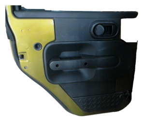 2007-2010 Jeep Wrangler Black Door Interior Trim Panel with Power Windows and Locks - Rear, Left (Driver) (Used OEM)