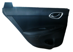 2017-2019 Nissan Sentra Black Door Interior Trim Panel with Power Windows and Locks - Rear, Left (Driver) (Used OEM)