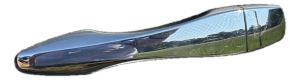 2013-2020 Nissan Pathfinder Gray Chrome Exterior Door Handle Assembly - Rear, Left (Driver) (Used OEM)