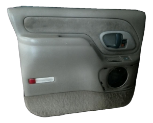 1995-2000 GMC Yukon Tan Door Interior Trim Panel with Speaker Cover - Rear, Left (Driver) (Used OEM)