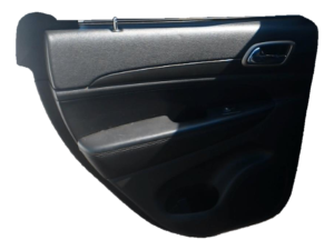 2012-2014 Jeep Grand Cherokee Black Door Interior Trim Panel with Power Windows and Locks - Rear, Left (Driver) (Used OEM)