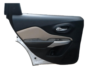 2014-2018 Jeep Cherokee Tan Door Interior Trim Panel with Power Windows and Locks - Rear, Left (Driver) (Used OEM)