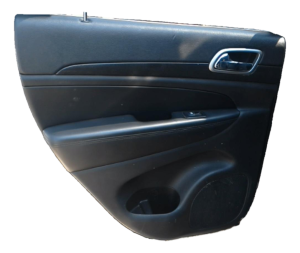 2014-2021 Jeep Grand Cherokee Black Door Interior Trim Panel with Power Windows and Locks - Rear, Left (Driver) (Used OEM)