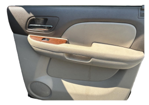 2007-2014 GMC Yukon Tan Door Interior Trim Panel with Power Windows and Locks - Rear, Right (Passenger) (Used OEM)