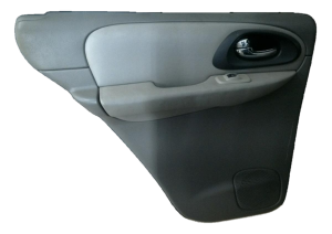 2005-2009 Saab 9-7x Gray Door Interior Trim Panel with Power Windows and Power Locks - Rear, Left (Driver) (Used OEM)