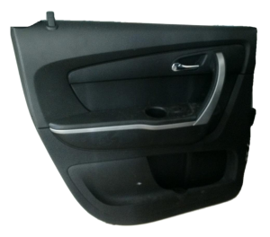 2007-2012 GMC Acadia Black Door Interior Trim Panel with Power Windows and Locks - Rear, Left (Driver) (Used OEM)
