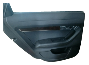 2005-2011 Audi A6 Black Door Interior Trim Panel with Power Windows and Locks - Rear, Left (Driver) (Used OEM)