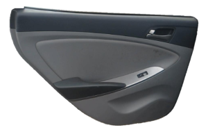 2012-2017 Hyundai Accent Gray Door Interior Trim Panel with Power Windows and Locks - Rear, Left (Driver) (Used OEM)