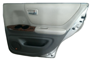 2004-2007 Toyota Highlander Tan Door Interior Trim Panel with Power Windows and Locks - Rear, Right (Passenger) (Used OEM)