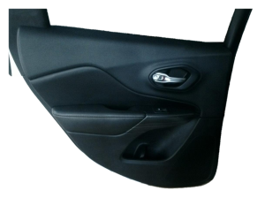 2014-2018 Jeep Cherokee Black Door Interior Trim Panel with Power Windows and Locks - Rear, Left (Driver) (Used OEM)