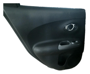 2011-2017 Nissan Juke Black Door Interior Trim Panel with Power Windows and Locks - Rear, Left (Driver) (Used OEM)