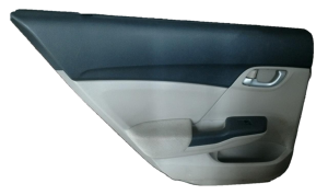 2012-2015 Honda Civic Tan Door Interior Trim Panel with Power Windows and Locks - Rear, Left (Driver) (Used OEM)