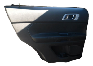 2013-2015 Ford Police Interceptor Utility Black Door Interior Trim Panel with Power Windows and Locks - Rear, Left (Driver) (Used OEM)