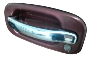 2002-2007 GMC Sierra Maroon Chrome Exterior Door Handle - Front, Left (Driver) (Used OEM)