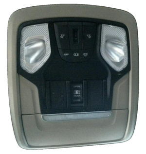  Ram 4500 Tan Front Overhead Roof Console with Power Sliding Window Switch (Used OEM)