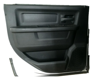 2009-2018 Ram 1500 Black Door Interior Trim Panel with Power Windows and Locks - Rear, Left (Driver) (Used OEM)