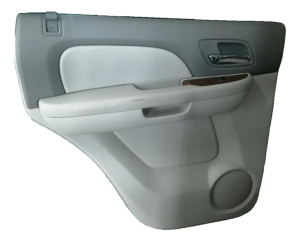2007-2014 GMC Yukon Gray Door Interior Trim Panel with Power Windows and Locks - Rear, Left (Driver) (Used OEM)