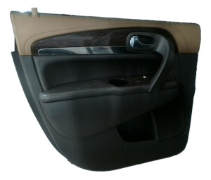 2007-2016 GMC Acadia Brown Door Interior Trim Panel with Power Windows and Locks - Rear, Left (Driver) (Used OEM)