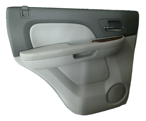 2007-2014 GMC Yukon Gray Door Interior Trim Panel - Rear, Left (Driver) (Used OEM)