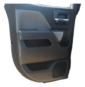 2015-2019 GMC Sierra 2500 HD Gray Door Interior Trim Panel with Power Windows and Locks - Rear, Left (Driver) (Used OEM)