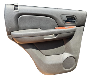 2007-2014 GMC Yukon XL Black Door Interior Trim Panel - Rear, Left (Driver) (Used OEM)