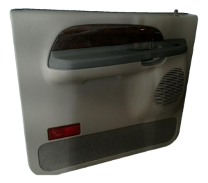 2000-2005 Ford Excursion Tan Door Interior Trim Panel with Power Windows and Locks - Rear, Left (Driver) (Used OEM)